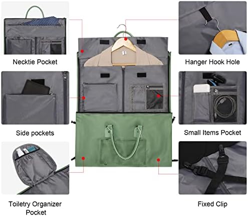 Modoker Sacos de vestuário para viajar, carregue sacos de vestuário para pendurar roupas 2 em 1 saco de terno para homens