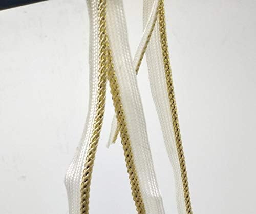 Fita de sarja bem -algodão bem -intencionada - fita de viés de cor de ouro branco com cordão, fita de tubulação de polarização, tamanho: 10mm 109yard