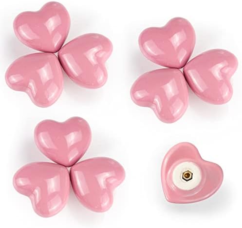 Etoory 10 Pack Pink Heart Maçaados decorativos e puxar para cômodas, armários, gavetas, armário, armário, guarda -roupa, móveis, cozinha