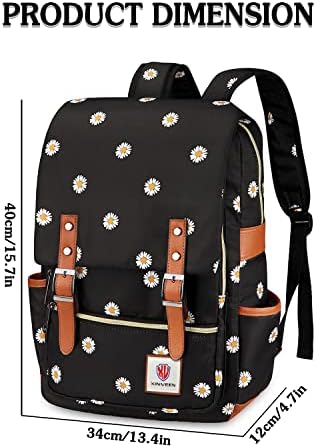 Mochila de laptop slim vintage, Mochila da Escola de Flores da Xinveen Mochila Unissex Daypack de viagem casual para mulheres homens