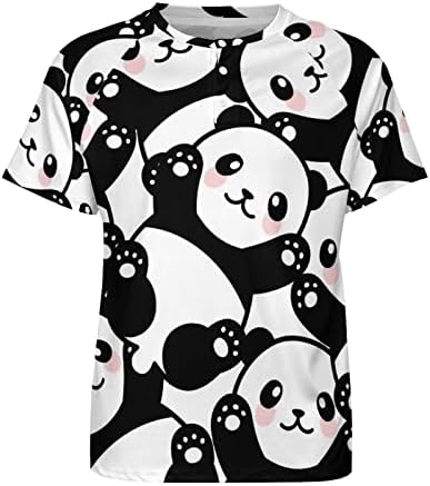 Engraçado Panda enfrenta Hawaiian Mens Crewneck Músculo Slim Camise