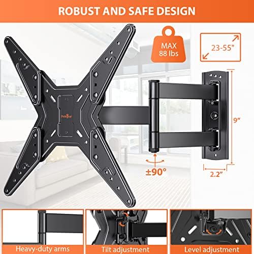 PERLEGEAR MOVIMENTO COMPLETO TV MOLHO DE TV para a maioria das TVs curvas planas de 23-55 polegadas e montagem na