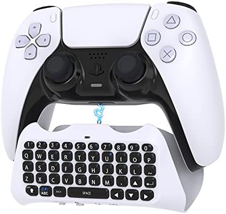 Teclado do controlador para PS5, qwerty teclado sem fio Bluetooth 3.0 mini-teclado recarregável chatpad com alto-falantes embutidos, bate-papo ao vivo 3,5 mm Jack de áudio para PlayStation 5 DualSense Controller