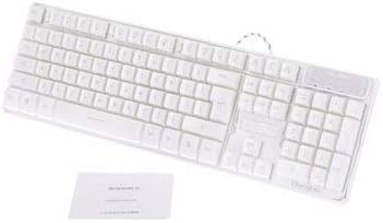 MITUHAKI A879W com fio com 3 cores com retroilumação ajustável Teclado de jogo branco - 1 x teclado, 1 x Manual de usuário