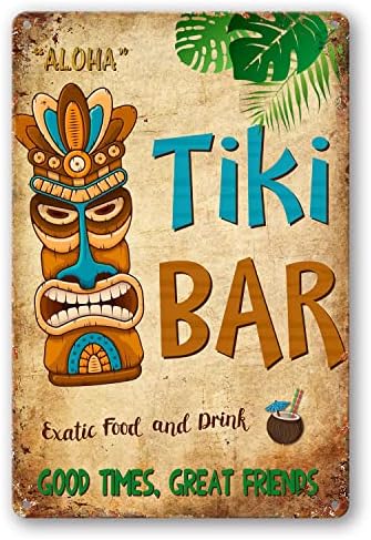 Tiki Bar Tin Signs Aloha Hawaii Good Times Great Friends Friends Metal Tin Sign Sign Decoração de parede para bares Restaurantes Cafés