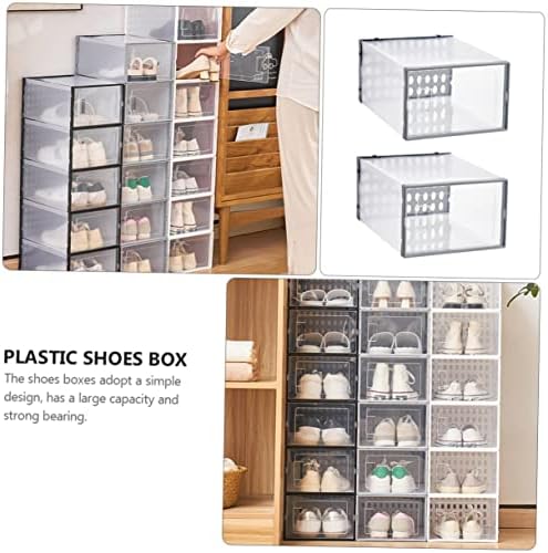 Besportble 3pcs Shoe Box Cubos de armazenamento com tampa gaveta de calçados de armazenamento limpo Tote Shoe Recipientes Caixa de gavetas empilháveis ​​Organizador de sapatos de plástico Caixa de armazenamento transparente Caixa de plástico Organizador pp