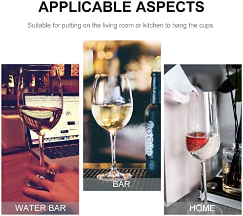 Alipis 2 Pack Rail Glass de vinho sob armário de vidro Rack de holdes de vidro sob armário de vidro de vidro de vidro de vidro de vidro de estampa titular do rack