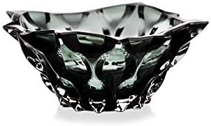 Tigela decorativa de vidro de cristal | Tradicionalmente, design europeu feito à mão | 7 1/2 de largura, 3 1/2 de altura cinza esfumaçado