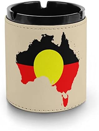 Mapa da bandeira aborígine australiana Mapa de couro Cinzel redondo Chefette Cinhet Bandea de cinzas portátil para decoração de escritório em casa