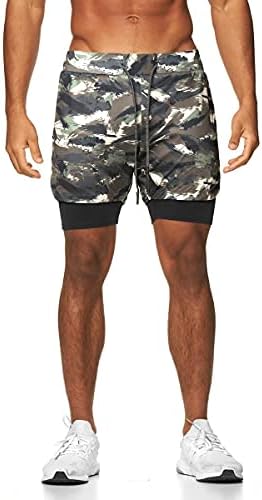 BOOMLEMON MEN 2-em-1 Running Workout Shorts Treinando calças curtas atléticas com loop de toalha