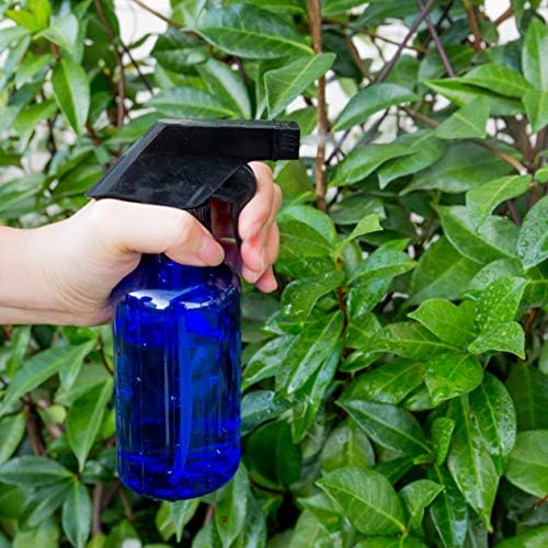 Garrafas de spray de plástico azul vazio de 6 pacote, 8 onças recicláveis ​​para óleos essenciais, produtos de limpeza