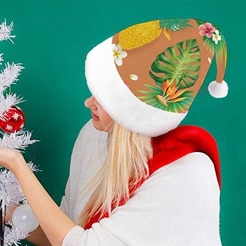 Chapéu de Papai Noel de Natal, Flores de abacaxi chapéu de férias de Natal para adultos, Hats de Natal de Comforto Unisex para Festas Festivas de Festas Festivas Evento de Festas
