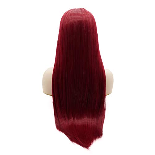 通用 Gaotao Hair Synthetic Lace frontal peruca reta extra longa 28 polegadas Red de densidade pesada de densidade realista