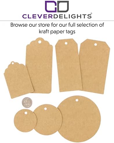 CleverDelights 3 Round Kraft Gift Tags - 100 Pack - Round Circle Paper Hang Tag 3 polegadas