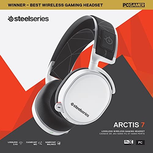 Steelseries Arctis 7 fone de ouvido sem fio - DTS fone de ouvido: x v2.0 em torno de PC e PlayStation 5, PS4 - White