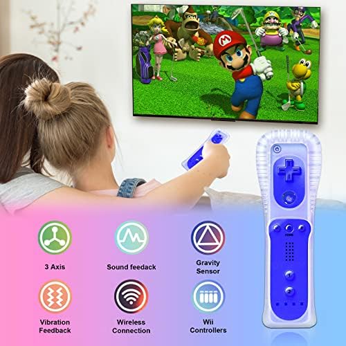 Kdygpdct Wii Controller, 2 pacotes Wii Controller e Wii Nunchuck para Wii e Wii U Console, com estojo de silicone e pulseira