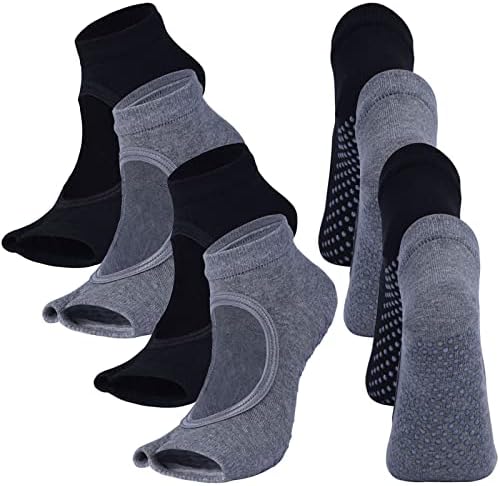 Toeless Aberto de meias de ioga para mulheres Pilates Socks com meias não deslizantes para Pilates Ballet Dance Barefoot