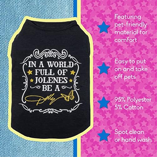 Doggy Parton em um mundo cheio de jolenos seja uma camisa preta para animais de estimação - xs