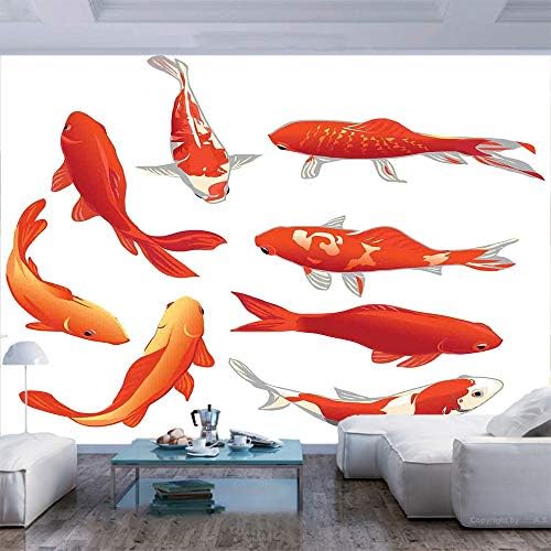 96x69 polegadas mural de parede, boho étnico apresentado peixe ornamentado brânquias água infantil infantil tem tema