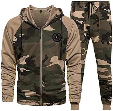 Cap Camouflage Sports Men's Zippered Hoodie Winter e Matching Suit Men Ternos & Sets Setes Terne Jacket for Men