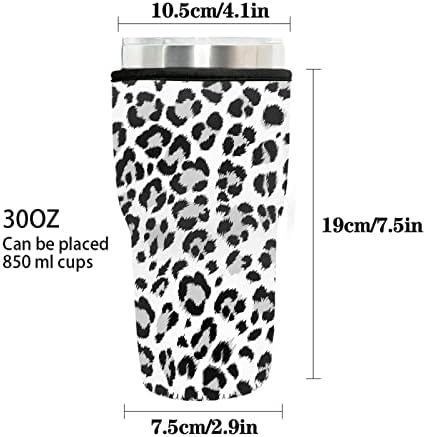 Fuibeng 6 PCs Conjunto de leopardo roxo Manga de isolamento de neoprene reutilizável para xícaras de café Mantenha o cofre