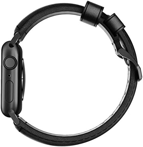 Banda tradicional nômade para Apple Watch 44mm/42mm | Couro preto Horween | Hardware preto