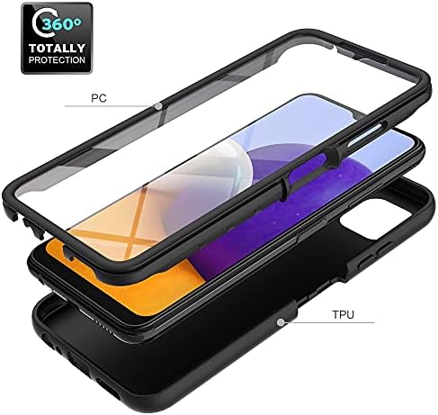 Lingyun para o caso Samsung Galaxy A22 5G com protetor de tela embutido | Caixa de telefone protetora à prova de choque