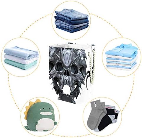 NDKMEHFOJ Metallic Skull Laundry Horkets Cestas de roupas sujas à prova d'água Diretor dobrável Manunha macia colorido