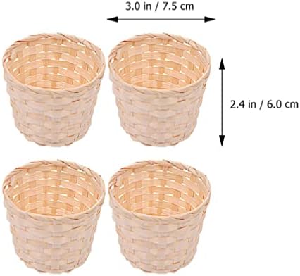Zerodeko 6 PCs miniaturas de cestas artificiais de madeira, mini -tecido Favor Favor, mini cestas de tecido sem alças para o escritório