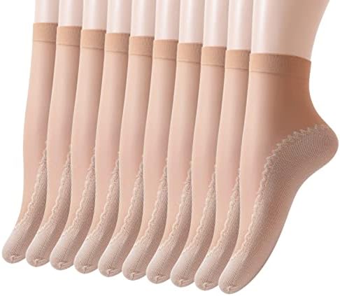 10 pares de meias de algodão sólido de algodão sólido feminino