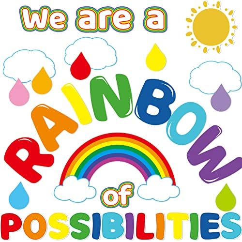 Somos um arco -íris de possibilidades BOLETIM BOLETIM STAT MOTIMTACIONATIONATIVO Rainbow Cutouts Inspirational Back
