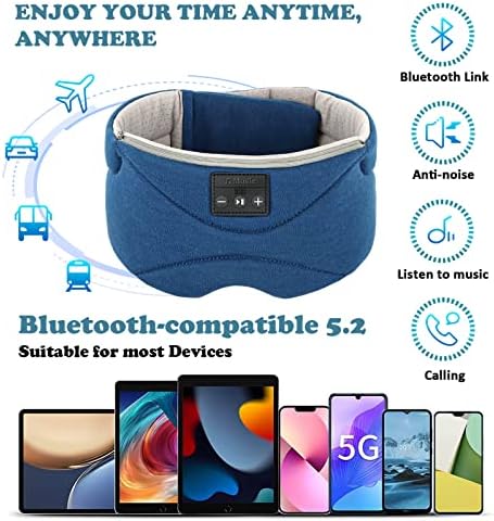 Máscara de sono Bluetooth com 24 Branco Ruído, Alto-falante Ultra-Fino Blockout Blockout Bluetooth Máscara para os olhos dos fones de ouvido para dormir lateral, avião, viagens, gadgets frios para mulheres Man