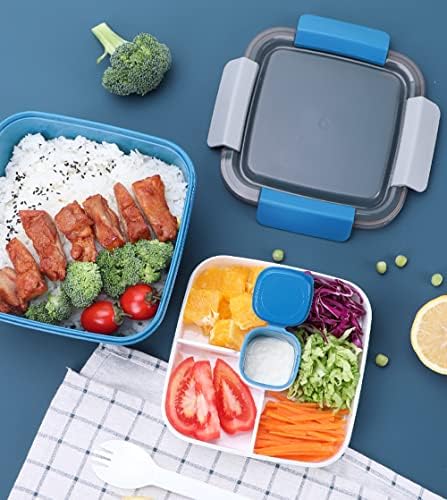CEZOYX 3 pacote de 52 oz Salada Recipiente de almoço para acompanhar 3 bandeja de compartimento, lancheira portátil