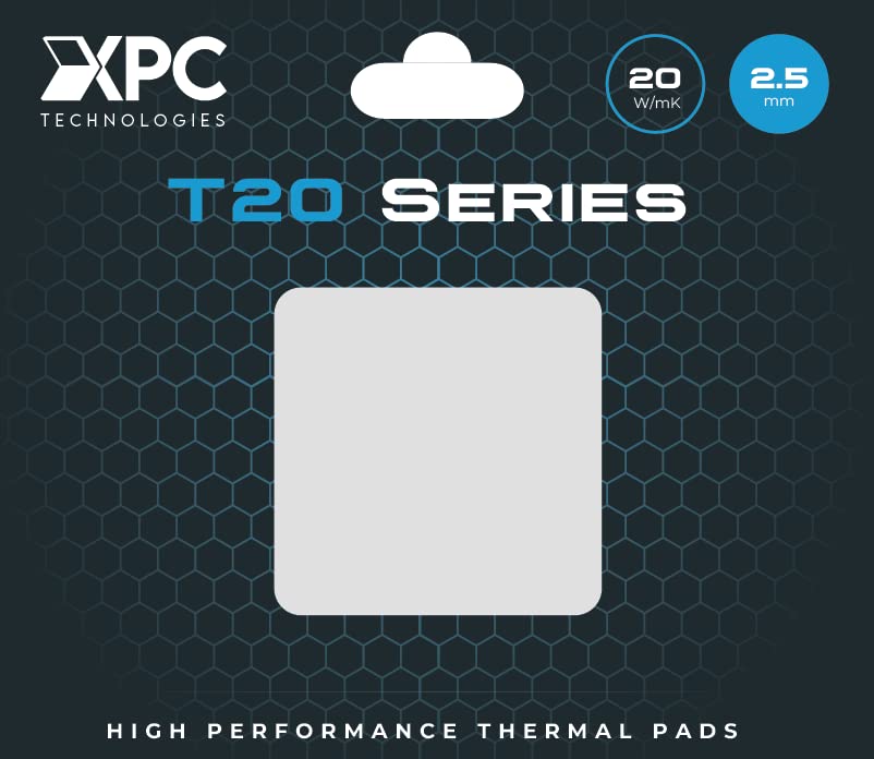 XPC de alto desempenho de 20w/mk Série T20 T20, 100 x 100 mm, branca, 0,5 mm a 3,5 mm de espessura, não condutora para GPU, eletrônica,