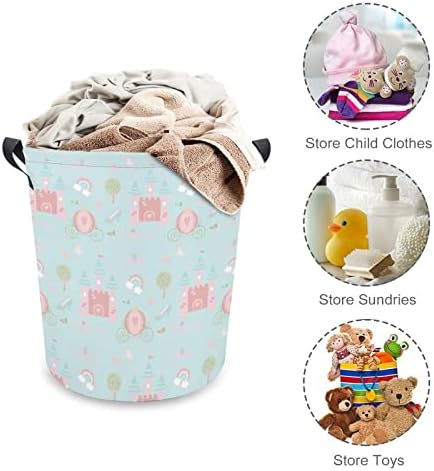 Princesses rosa de lavanderia Princesses03 cesto de lavanderia com alças cesto dobrável Saco de armazenamento de roupas sujas para quarto, banheiro, livro de roupas de brinquedo