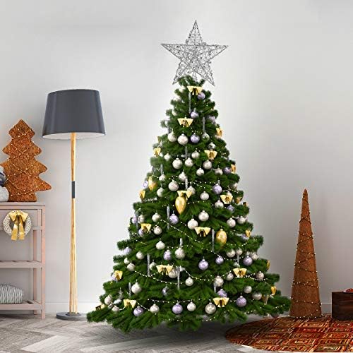 Decoração de Natal de Galpada 1pc Treça de Estrela de Ferro Glitter Glitter Star Christmas Holiday Tree Topper 5 Point Star Festival Treetop Decor para festa em casa