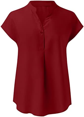Camisa de futebol Mulheres mulheres Novo pescoço Chiffon Blusa de cor lisa plissou plissado de mangas curtas de mangas curtas Mock