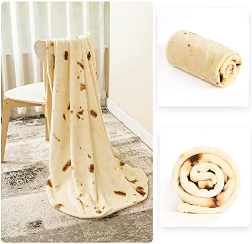 Segulah Tortilha de 60 polegadas Cobertor para adultos e crianças, cobertor de comida engraçada de dupla face, 285 gsm de flanela macia