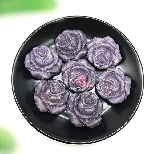Esbant 1pc Natural Lepidolite Rose Flower Flor Mão de Flor Cristal Esculpada Pedra Flor Adequada para Decoração de Móveis