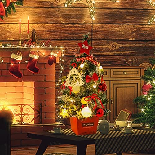 Bodlyl 20 Mini Christmas Tree Set com luzes de cordas LED e enfeites de árvore de Natal, Melhores decorações de Natal