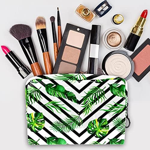 Aquarela para folhas tropicais Bolsa de maquiagem Zipper Bolsa Travel Organizador cosmético para mulheres e meninas