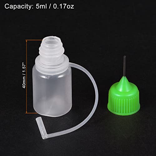 Meccanixity agulha ponta da garrafa de precisão Aplicador de plástico com tampa verde para DIY, limpeza, reparo, líquidos, 5 ml,