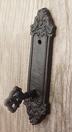 Decoração de Lulu, conjunto de 3 ganchos em forma de chave antiga de ferro fundido, em estilo diferente, fortes ganchos decorativos pesados ​​na decoração de parede preta, útil e elegante, perfeita para presentes de inauguração/presentes de férias
