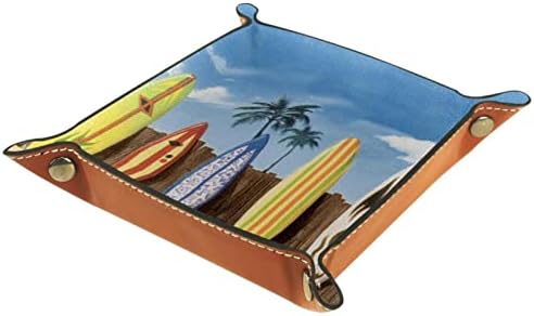 Tacameng Beach praia colorida Surfboard, caixas de armazenamento Pequeno bandeja de bandeja de manobras de couro Sundries Bandeja para chave, telefone, moeda, carteira, relógios, etc.