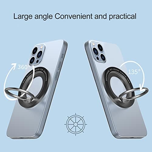 Porta de anel de telefone magnético ， Popsocket Magnetic Teleple Grip para iPhone 14 13 12 Kickstand ajustável, suporte de telefone magnético do topo do dedo preto