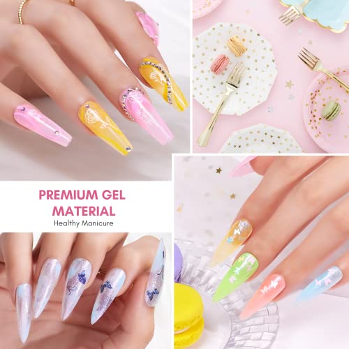 Dicas de unhas de caixão Makartt 500pcs com geléia de gel de unha conjunto de 6 cores pacote de arco -íris