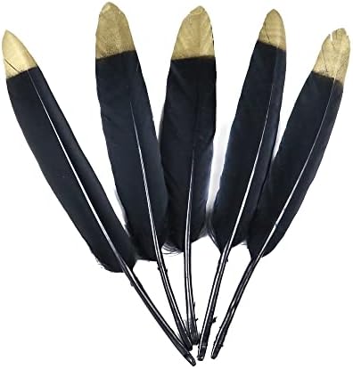 Zamihalaa - 24pcs/saco penas de ganso dourado de 10 a 15 cm para artesanato de jóias DIY Acessórios decorativos lindas plumas multicoloridas