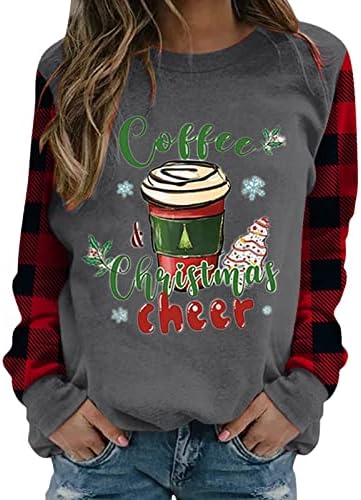 Pullover de lã Women Women Christmas Quarter Zip Funny T-shirt Tops O pescoço plus size jumper Camisa de túnica fofa Elk de Xmas Red Sweater Elk