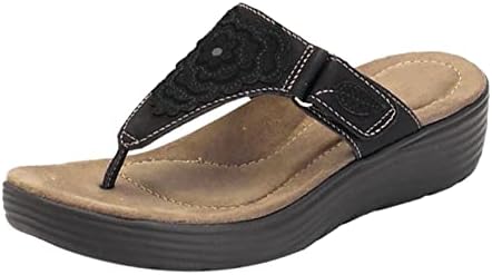 Chinelos para mulheres Arco de couro falso suporte de cunha slip slipper vintage hollow out sandálias atléticas ao ar livre verão