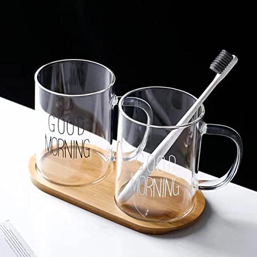 Homeyes 460 ml 15,5 oz Bom dia Copo de vidro transparente para café/cerveja/leite/chá/água